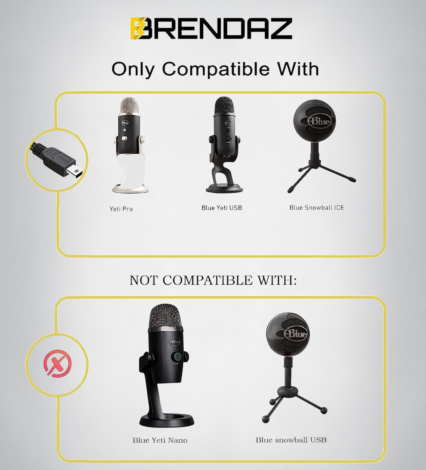 Amazon.com: BRENDAZ 1ft. Mini USB Cable - Compatible with Blue