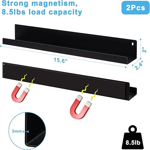 Miniatura 3 de 2 estantes magnéticos para pizarra blanca de 15.6 pulgadas, estantes magnéticos fuertes de acrílico para organización y almacenamiento en el aula