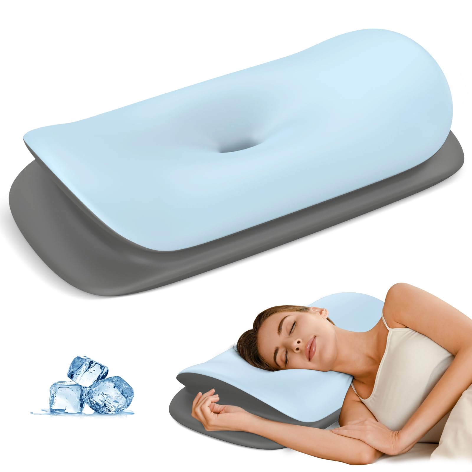 Olumoon Cervical Neck Pillow - Ergonomic Memory Foam Contour Pillows for Side Back Stomach Sleepers Cervical Pillow for