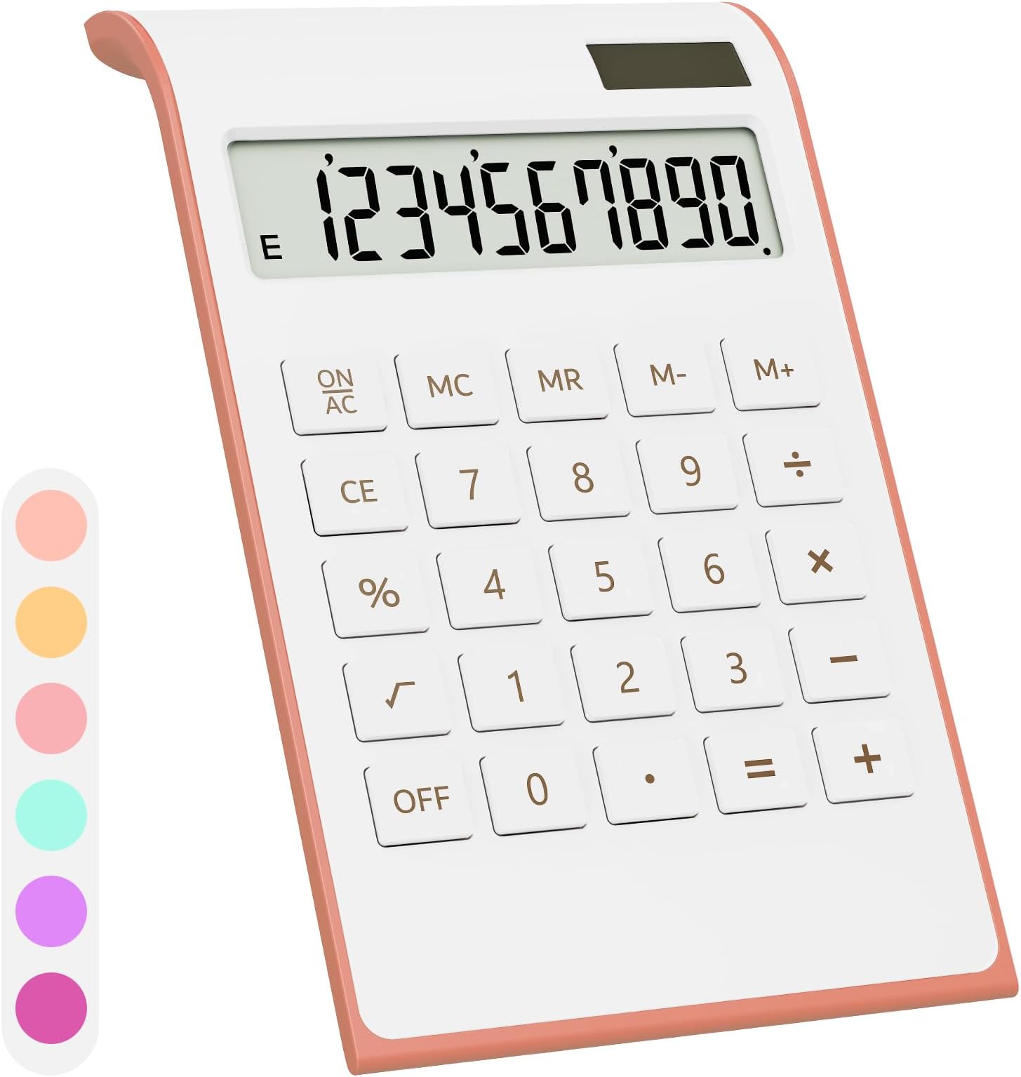 Rose Gold Calculator, Rose Gold Pink Office Supplies and Accessories, 10 Digits Solar Battery Basic Office Calculator, Desktop Calculator with Large LCD Display, Gifts for Coworkers