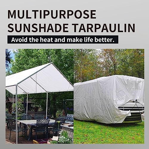 Tarpal 0000005 8'X10' White Tarp Waterproof 7.5 Mil Medium Duty All Purpose Poly Tarps Cover Waterproof,Snow Proof Uv Protection,Rip And Tear Proof,Poly Tarpaulin thumb #3