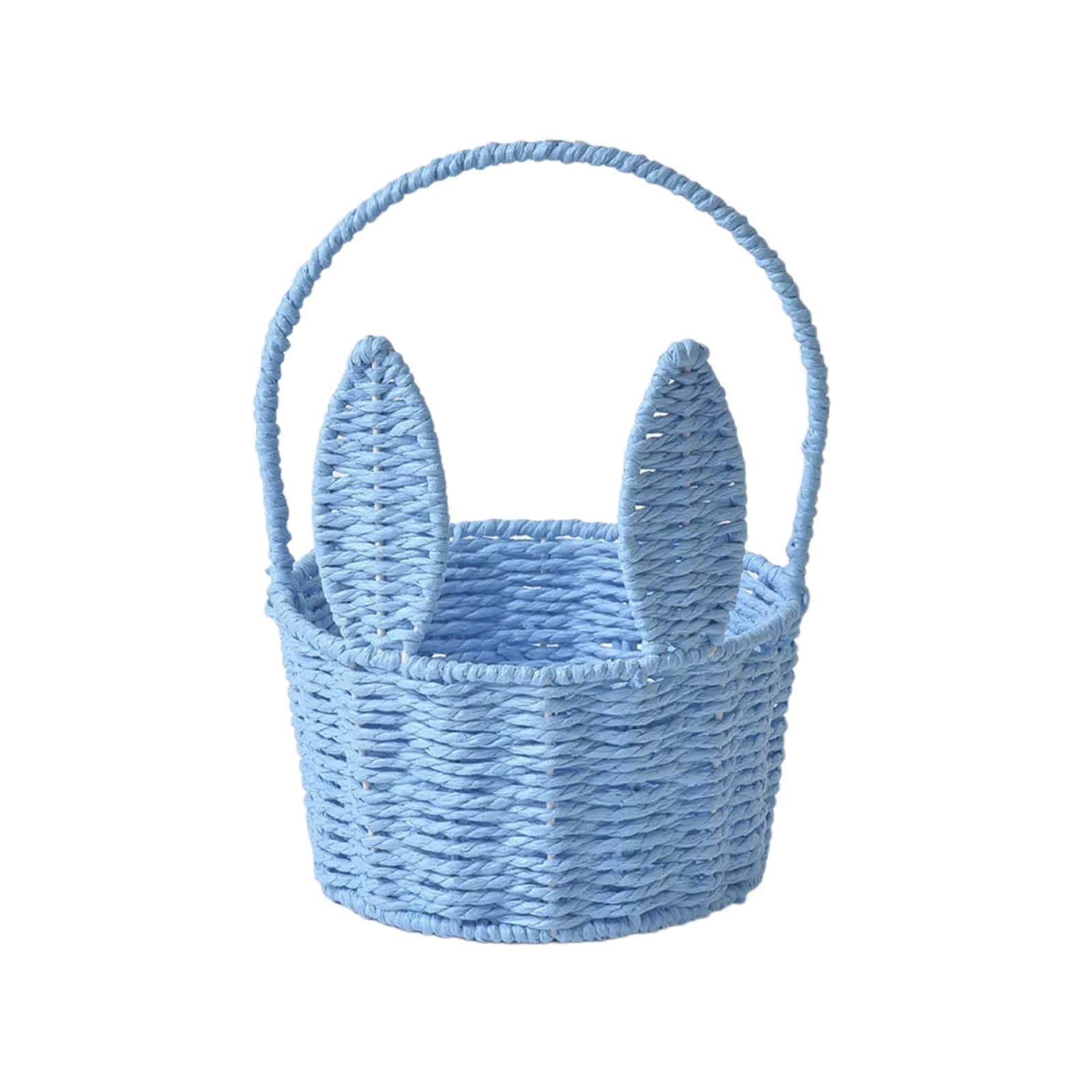 Msioytog Blue Charm Lovely Rabbits Ears Basket Handcraft Accessory For Home Decoration And Multipurpose Storage Solution Decorative Flower Basket
