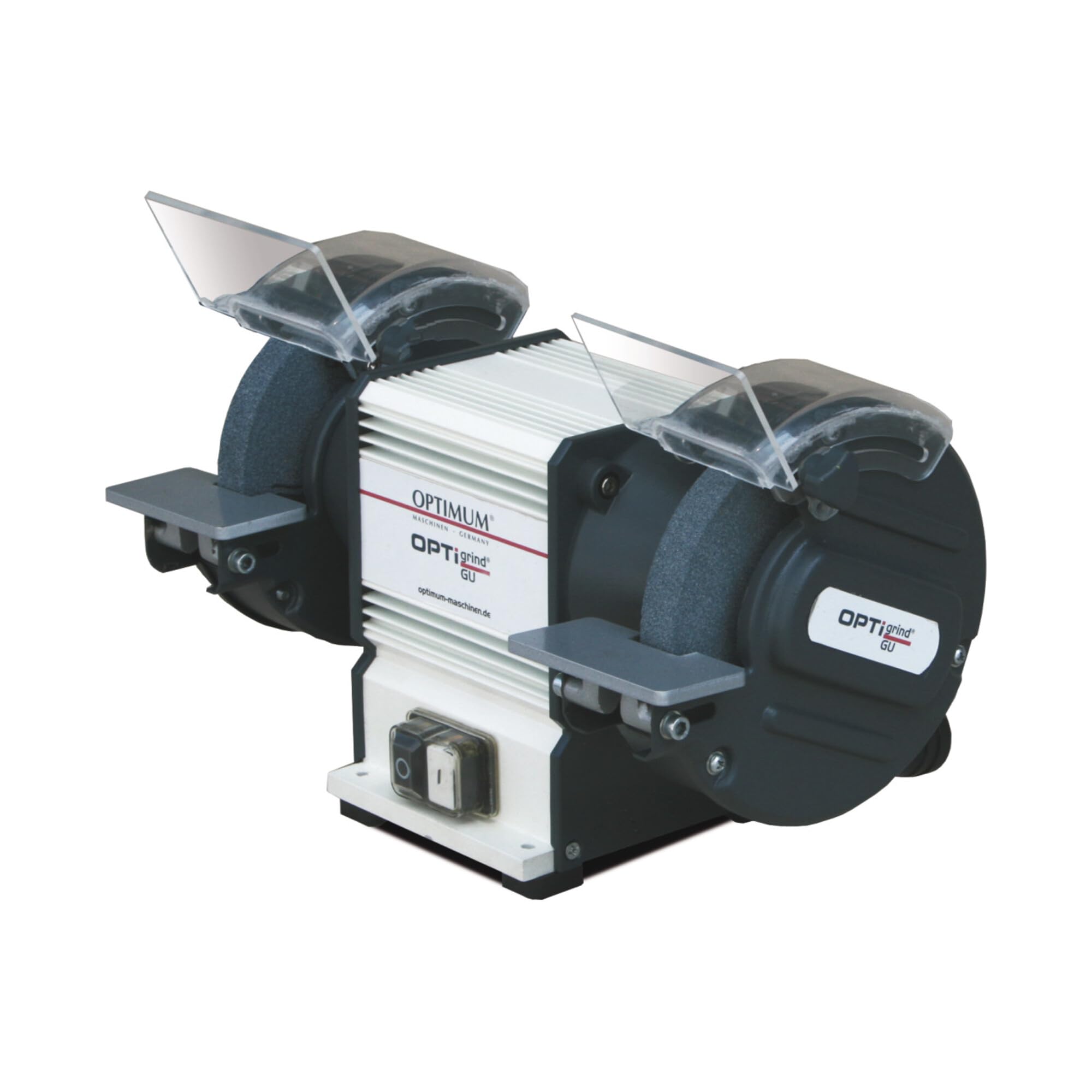Optimum Doppelschleifmaschine OPTIgrind GU 18 (2 Schleifscheiben fein+grob, Funkenschutz, wartungsfreier Motor, hohe Laufruhe, bruchsicheres Material, Biegemaschine) 3101510