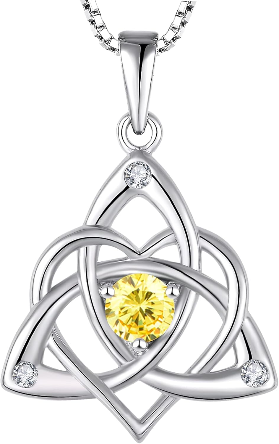 STARCHENIE Celtic Knot Necklace for Women 925 Sterling Silver Trinity Love Knot Pendant Birthstones Jewelry