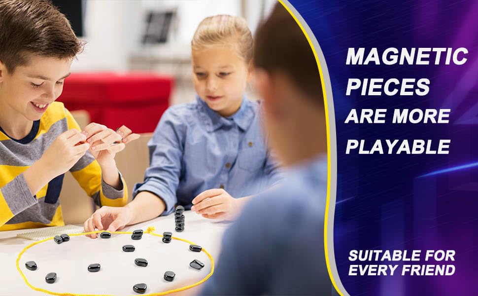 Image of Magnetic Sizzle Game | 24 Magnetic Chess Stones Strategy Board Game | Educational Brain Teaser Puzzle Toy | Portable Travel Family Game | Montessori Learning Fun Game for Boys Girls & Family