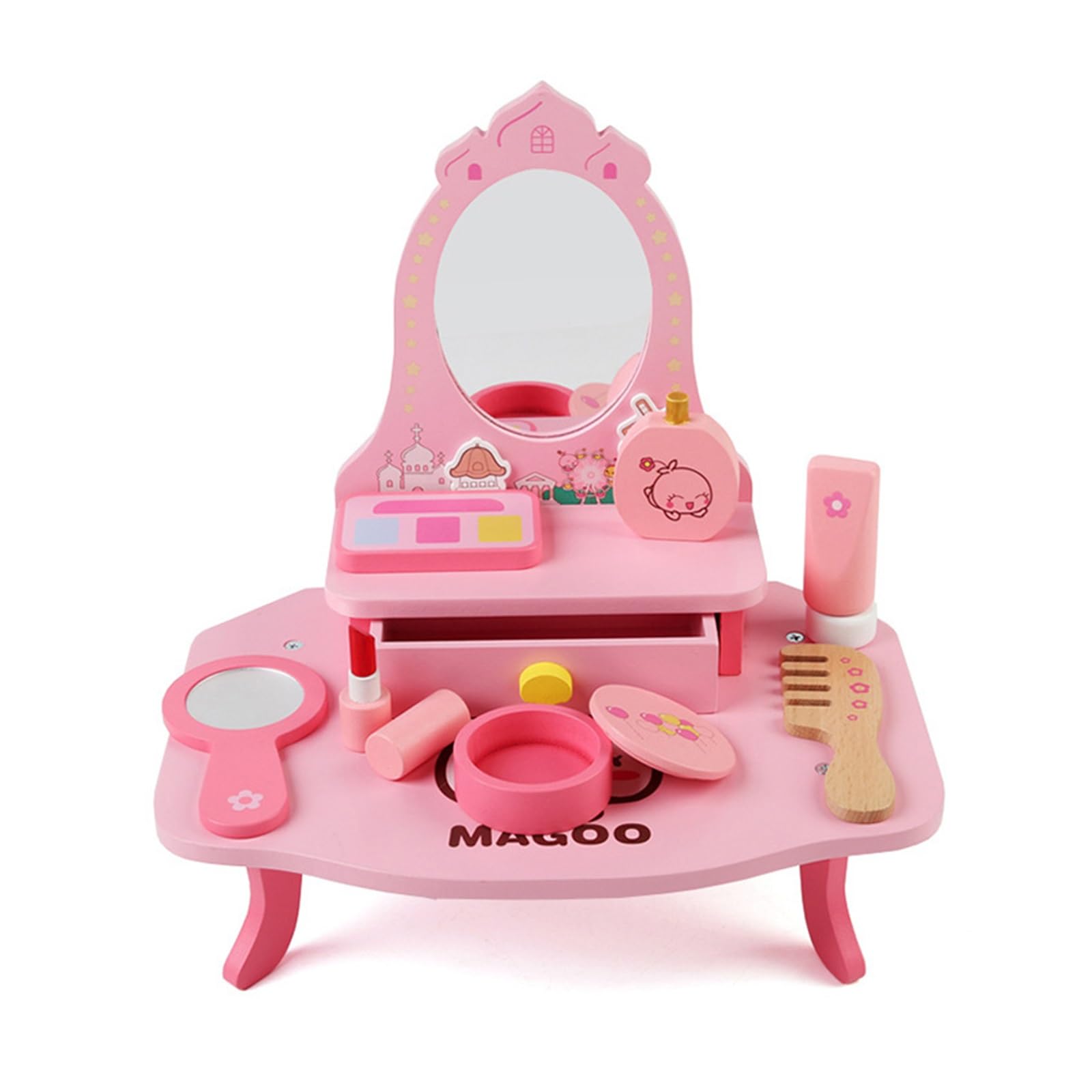 Amazon | 子供 ドレッサー おもちゃ 子供用木製化粧台セット 2 3