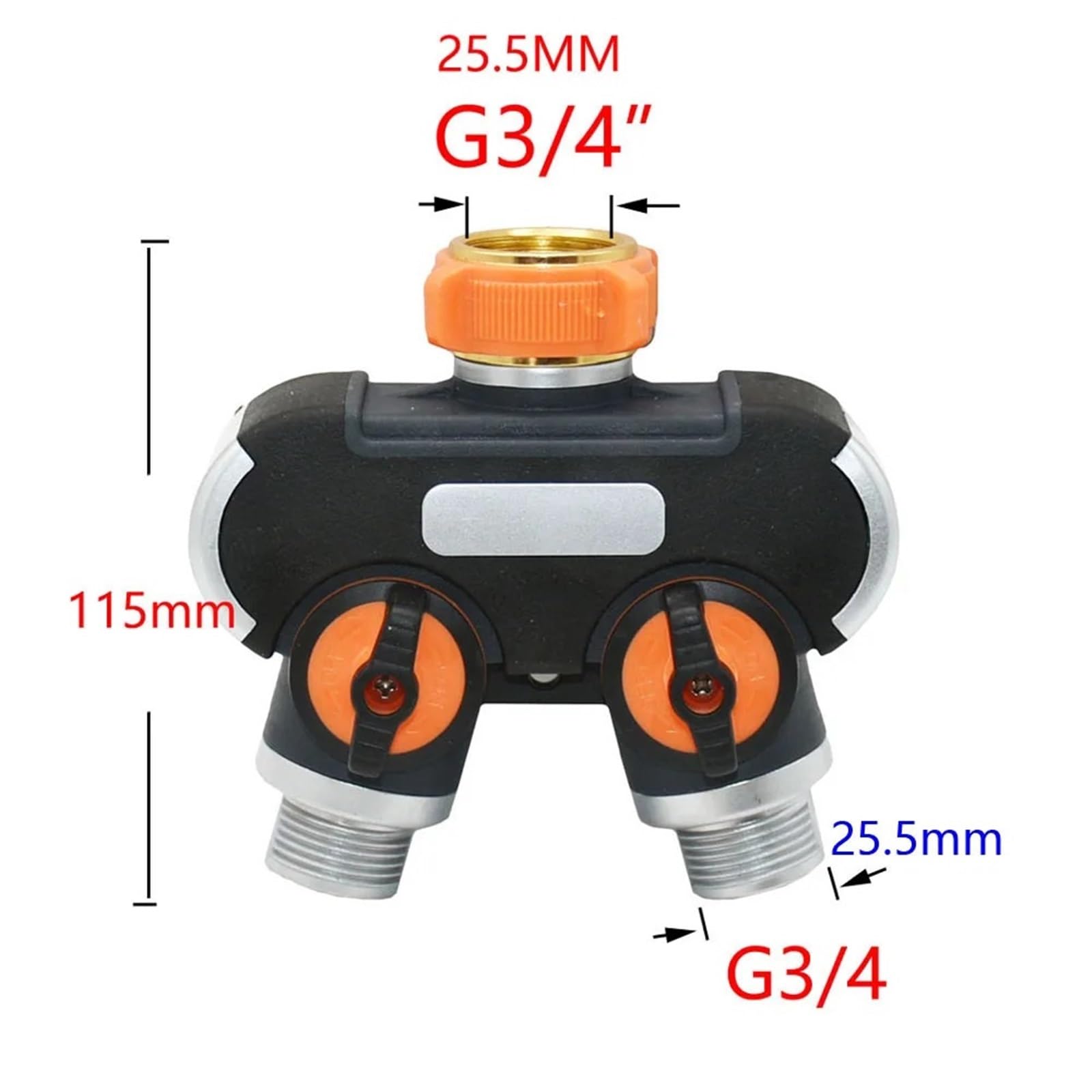 Sdoppiatore per tubo da giardino in ottone da 3/4", connettore a Y a 4 vie per rubinetto esterno, distributore di irrigazione, durevole e resistente alle intemperie, ideale per sistema di irrigazione