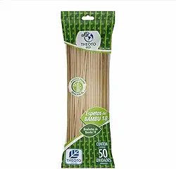 Espeto Madeira, Theoto, 18 cm x 3 cm, Bambu, Pacote com 50 Unidades