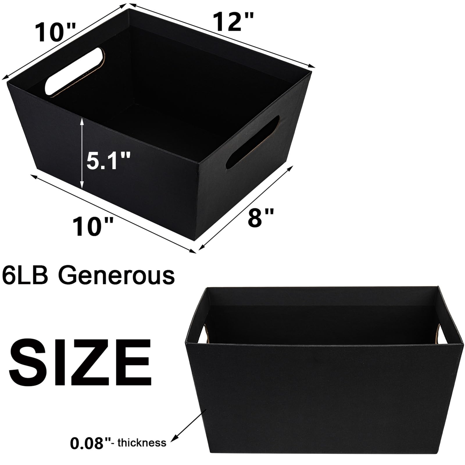 DEAYOU 5 Pack Geschenkkorb leer, 12 "x 10" Kraft-Korb mit Griff, 6 LB Karton Geschenkkorb Markt Tray, große schwarze Papierkorb Halter Container für Wein Geschenk, DIY, Lebensmittel, Snacks, Kunsthand