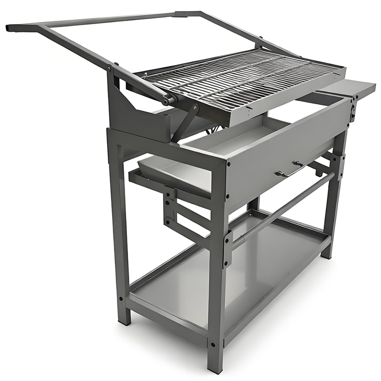 Rackhams Xl Stainless Steel Charcoal Bbq Grill With Side Shelf
