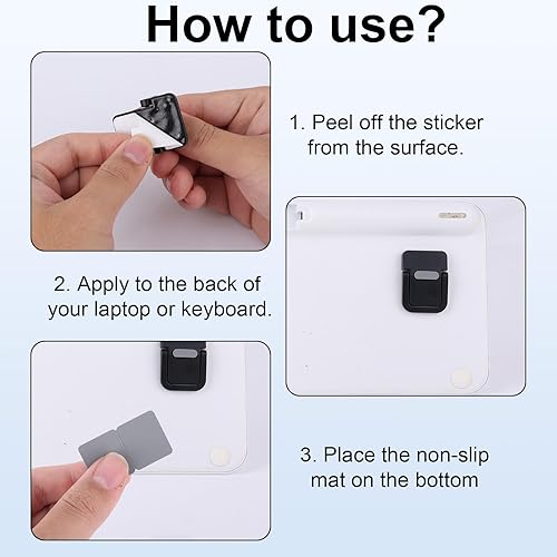 Miniatura 5 de 2 piezas Mini soporte portátil para portátil, de aleación de zinc, elevador de teclado plegable para laptop, soporte autoadhesivo invisible para