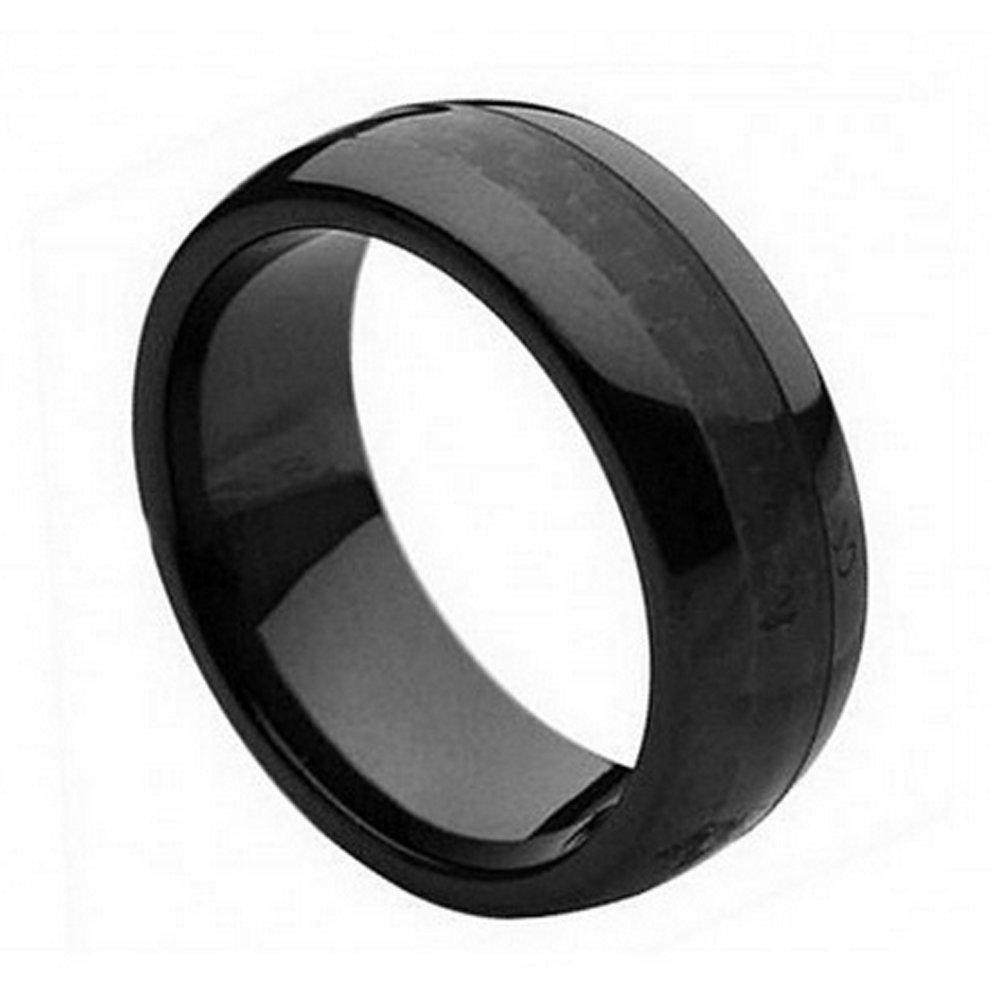 Ceramic Ring Wedding Rings for Him and Her - 8MM Tungsten BandBlack with Black Carbon Fiber Inlay - Couple Rings Set - Wedding Bands for Couples - Wedding Band Sets for Couples (11.5)