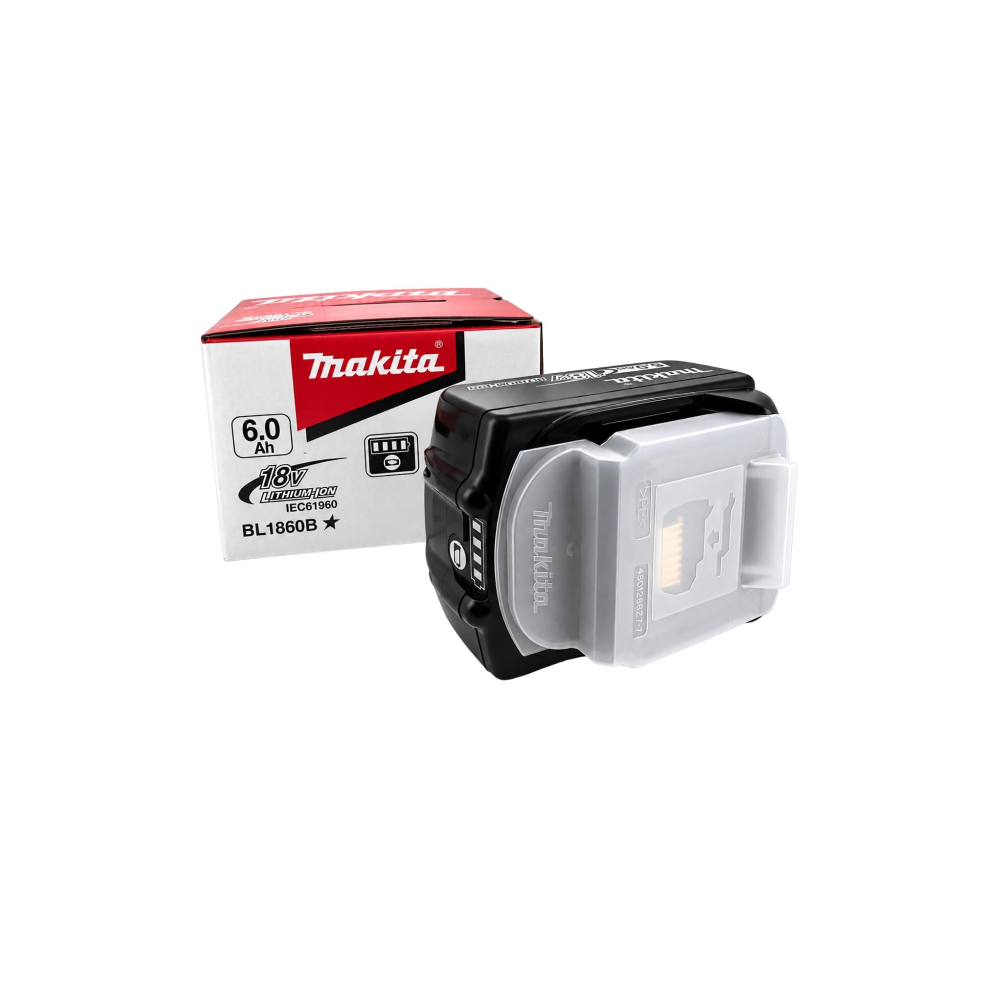 2X 18V 6.0Ah Akku kompatibel mit Makita LXT BL1860B – Li-Ion Hochleistungsakku mit LED Anzeige – Ersatzakku für 18V Elektrowerkzeuge – 2er Set Akkus