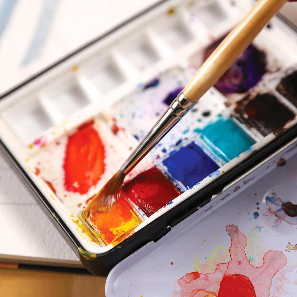 QoR Urban Sketch Half Pan Set by GOLDEN, 6 Half Pan Watercolors, Professional Watercolor Paint Set