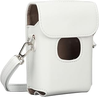 Estojo Protetor para Instax Mini Link2 Câmera Instantânea, Capa Protetora para Câmera Instantânea Em Couro PU retrô Com Alça de Ombro para Instax Mini Link 2, Cor Pura (Branco)
