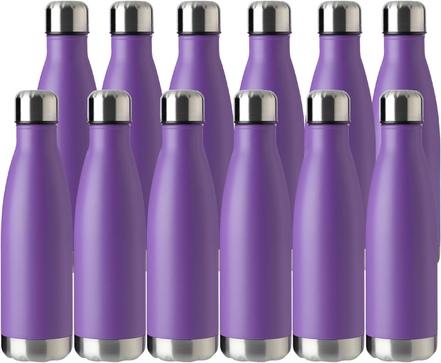 Product image of MEWAY 17oz Sport Water Bottle 12 Pack Vacuum Insulated Stainless Steel Leak-Proof Double Wall Cola Shape Water Bottle,Keep Drinks Hot & Cold (Purple,12 Pack)