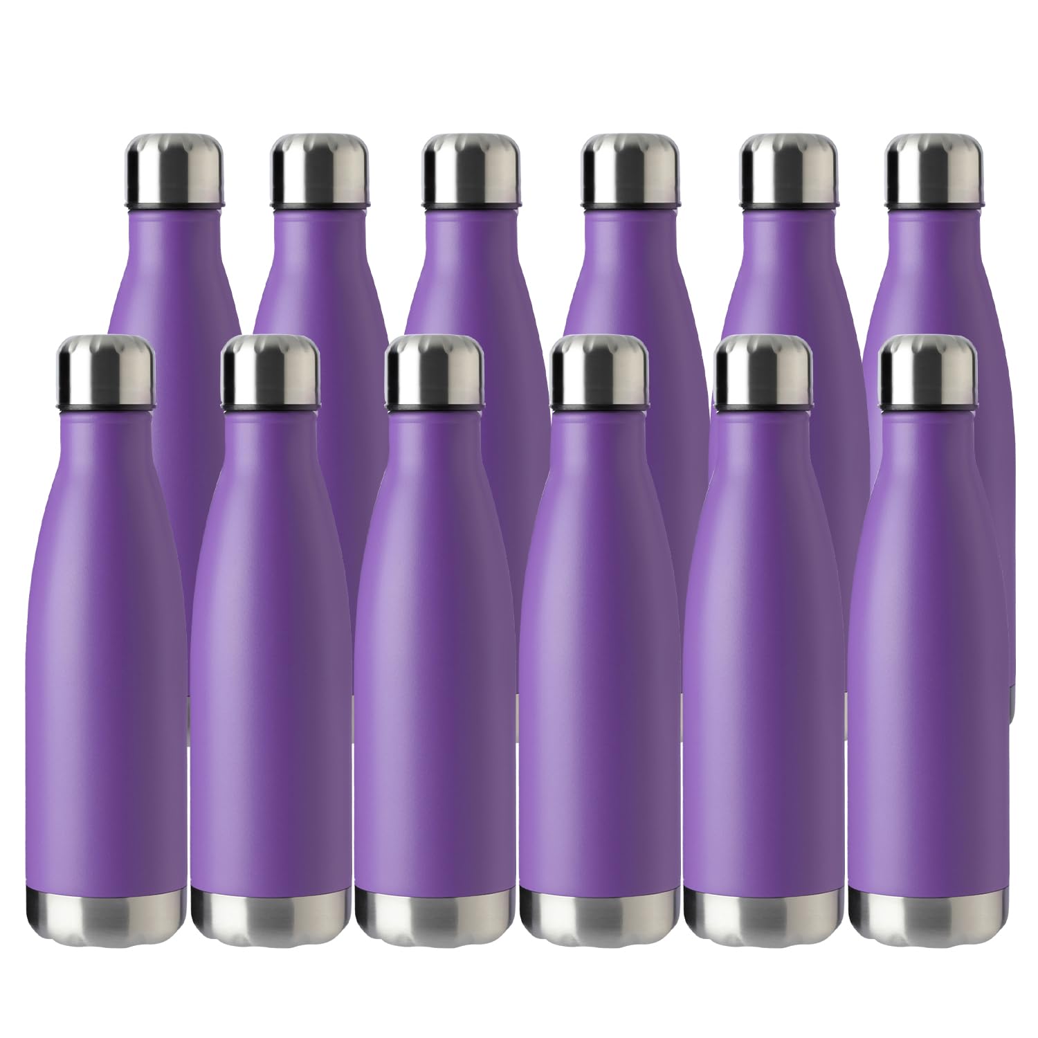 MEWAY 17oz Sport Water Bottle 12 Pack Vacuum Insulated Stainless Steel Leak-Proof Double Wall Cola Shape Water Bottle,Keep Drinks Hot & Cold (Purple,