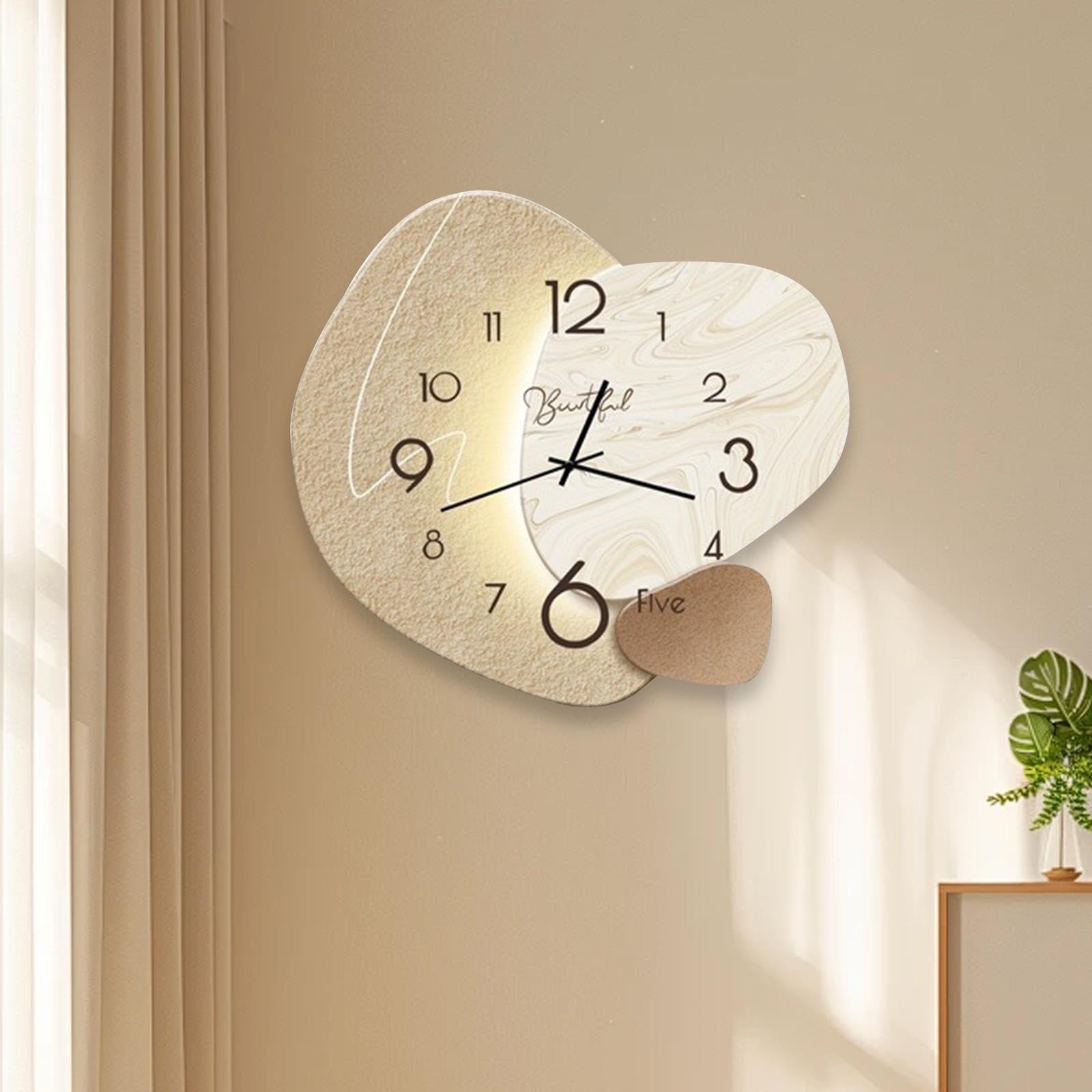 LOVIVER Wanduhr, dekorative Uhr, Holz, schlicht, geräuschlos, Durchmesser 38 cm, Moderne, stumme Uhr im nordischen Stil für den Tisch, Zuhause,