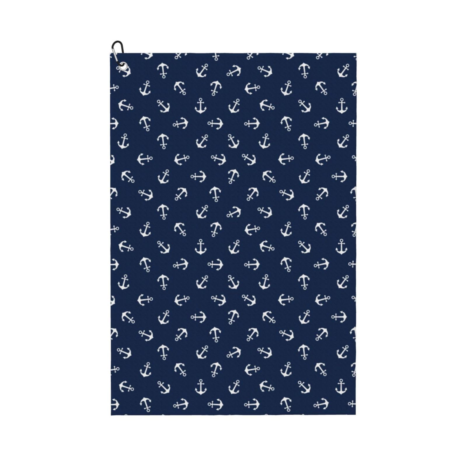 AOOEDM Nautical Themed Simple Anchors Print Golf Towel with Carabiner Clip Absorbent Microfiber Golf Towel for Cleaning Golf Ball Club Putter Iron for Golf Bag Trolly Belt Loop 16" X 24"