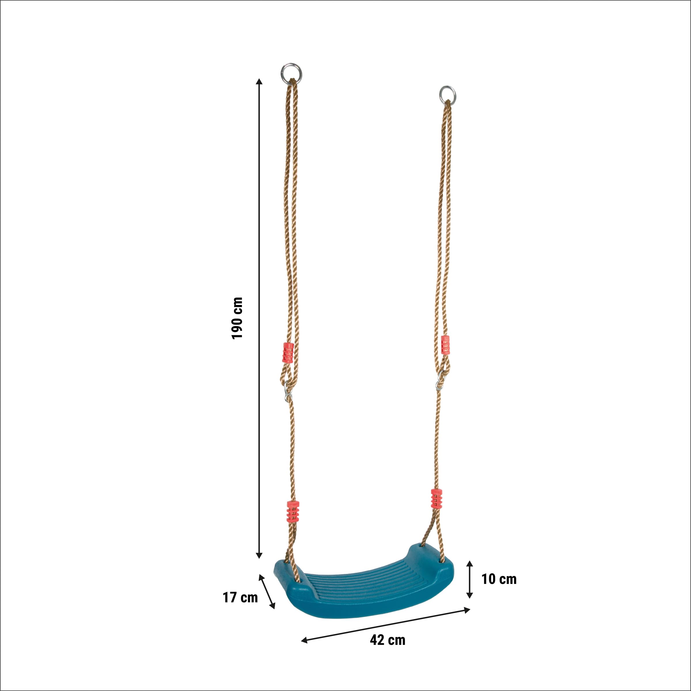 small foot Altalena blu, con sedile resistente alle intemperie e corde in plastica resistenti, regolabili in lunghezza, per bambini dai 3 anni, 12793
