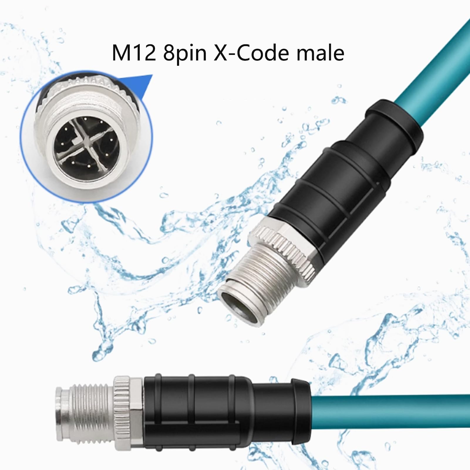 Câble Ethernet M12 8 broches vers RJ45 industriel, M12 8 broches X code mâle vers RJ45 femelle, câble câblé haute flexibilité Cat6 blindé pour application d'automatisation 1 m