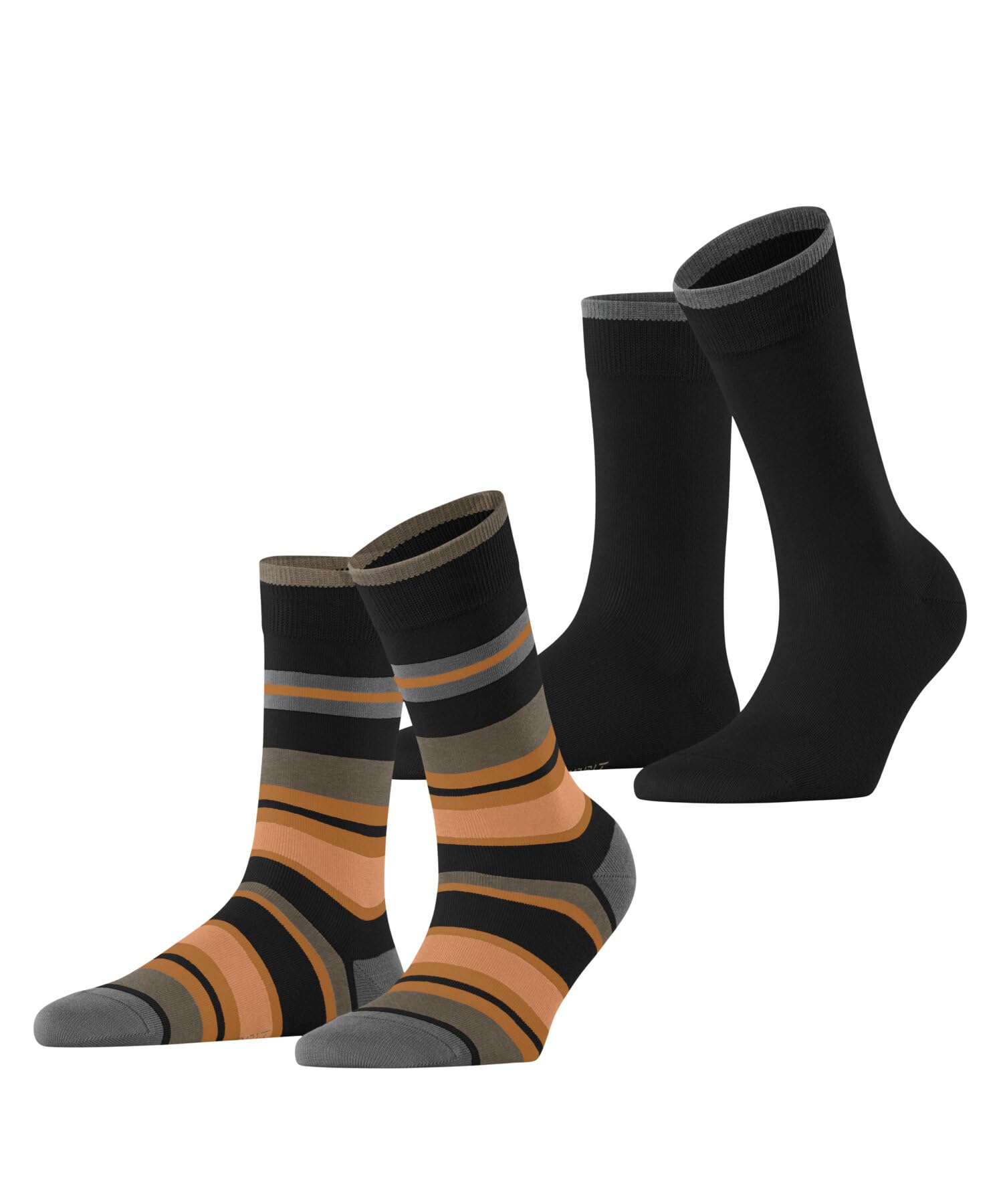 ESPRIT Women's Retro Stripe Multipack W So Cotton Patterned 2 Pairs Socks, Black 3000, 2.5-5