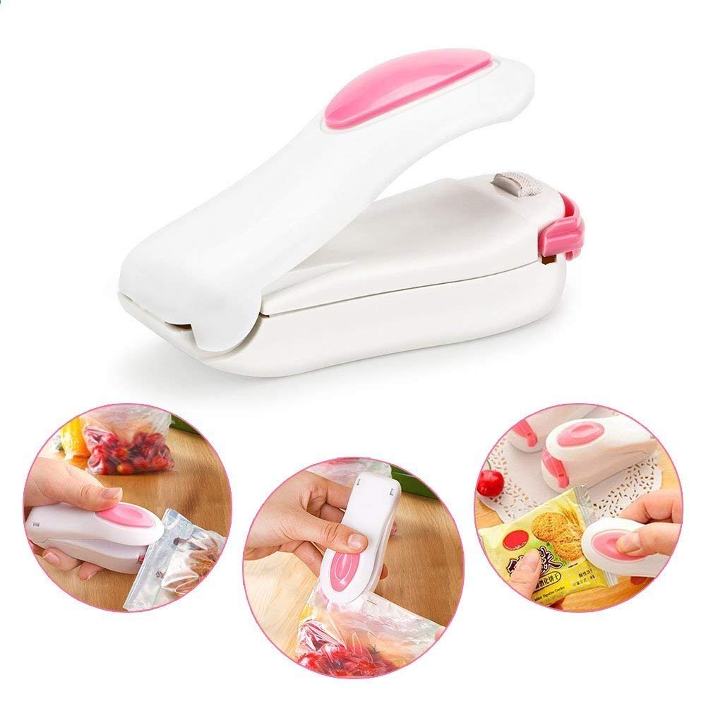Mini sellador de bolsas de calor de mano, mini máquina de sellado, mini sellador de alimentos, sellador de calor portátil para bolsas de aperitivos