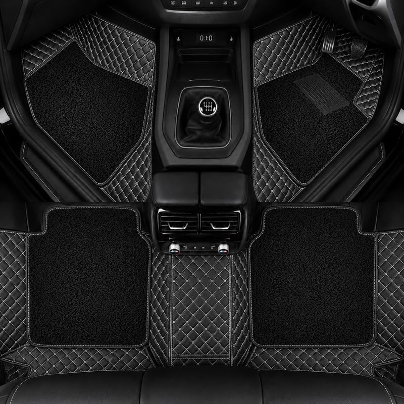 7D car mat Full Set for Tata Curvv Petrol (Model : 2025) || Luxury Leather Double Car Floor Mat Complete Set || 100% Waterproof and Washable || Color : Black discount deal