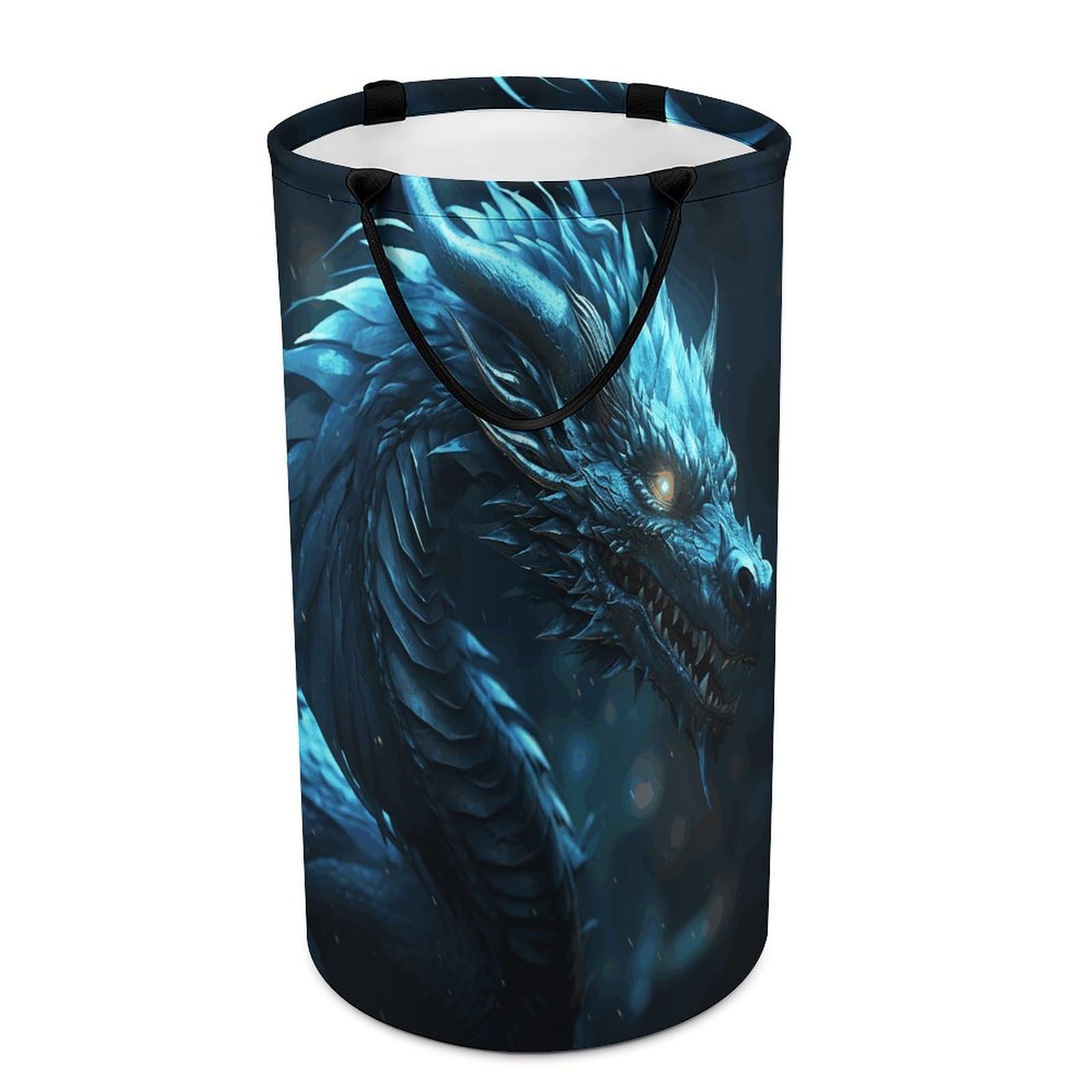 Cyan Dragon Laundry Basket Waterproof And Moisture-Proof Storage Bins Collapsible Round Laundry Hamper Perfect for Toys, Clothes And Sundries