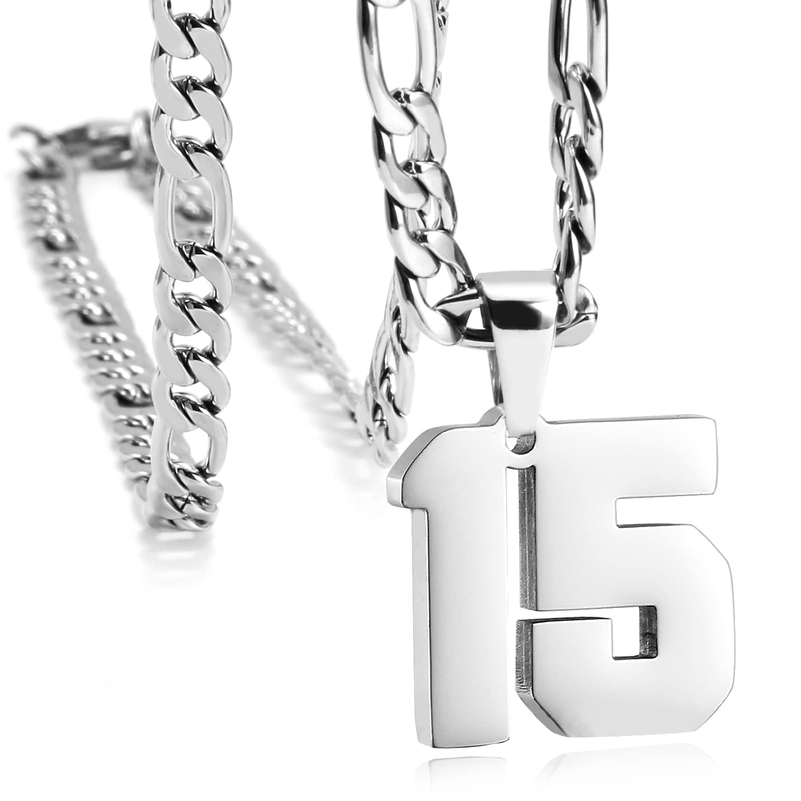 MIMITLTY Personalized Jersey Number Necklaces for Mens,Athletes Stainless Steel Sport Number Pendant Chain for Mens Baseball/Basketball/Football Team