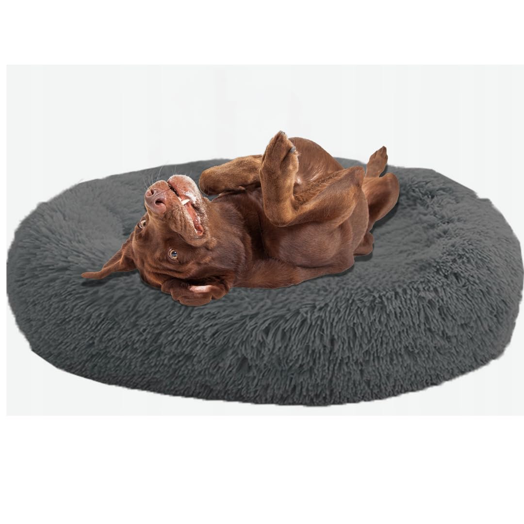Northcamp Cama para Perro Grande, Cama Perro antiestrés, 100 x 100 x 15cm. Cama de Perro Redonda Lavable y Antideslizante para Perros medianos y Grandes. Máxima Comodidad y suavidad. Color Gris.