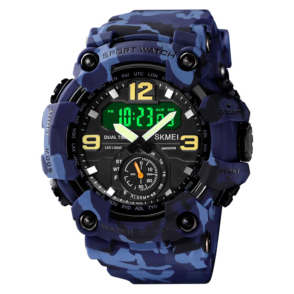 Men's Sports Watch, Outdoor Waterproof Digital Display Quartz Electronic Movement Back Light Watches for Men