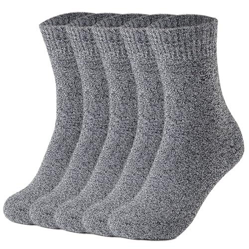Image of VoJoPi Winter Thermal Socks for Women - 5 Pairs Thick Warm Ladies Cozy Wool Crew Boot Socks, US 5-10