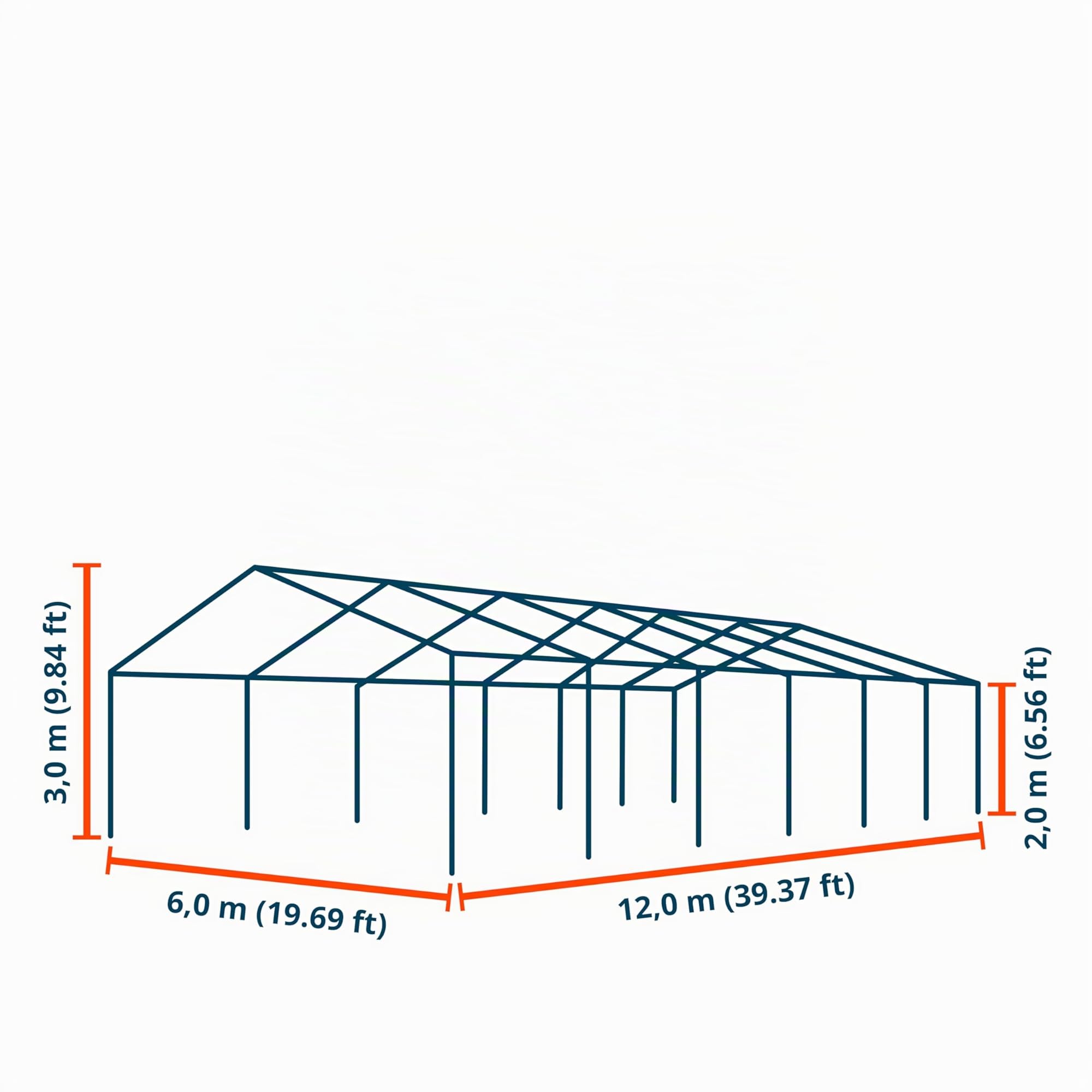 Carpa para Fiestas 6x12 m en Blanco Lona PE 350 N Impermeable Carpa para el jardín con protección UV | Paredes laterales, paredes laterales extraíbles, impermeable, toldo para exteriores, cenador para patio, boda, jardín