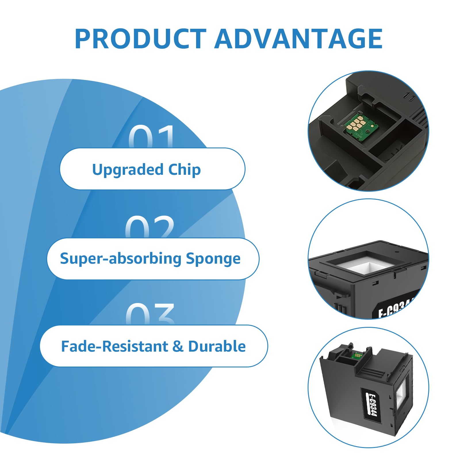 C9344 - Scatola di manutenzione dell'inchiostro per C12C934461 ricambio per Eps XP-3100 XP-4100 XP-4101 XP-4105 Workforce 810DWF WF-2830DWF WF-2850DWF WF-2930 WF-2950 WF-2851 L3550 L559. 0