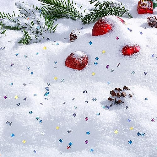 Geosar 6 oz Christmas Twinkles Snow Decoration 5.3 oz Artificial Snow 0.7 oz Glitter Snowflakes PVC Confetti Fluffy Stuffing Fake Snow Powder Filler Christmas Tree Party Supplies(White)