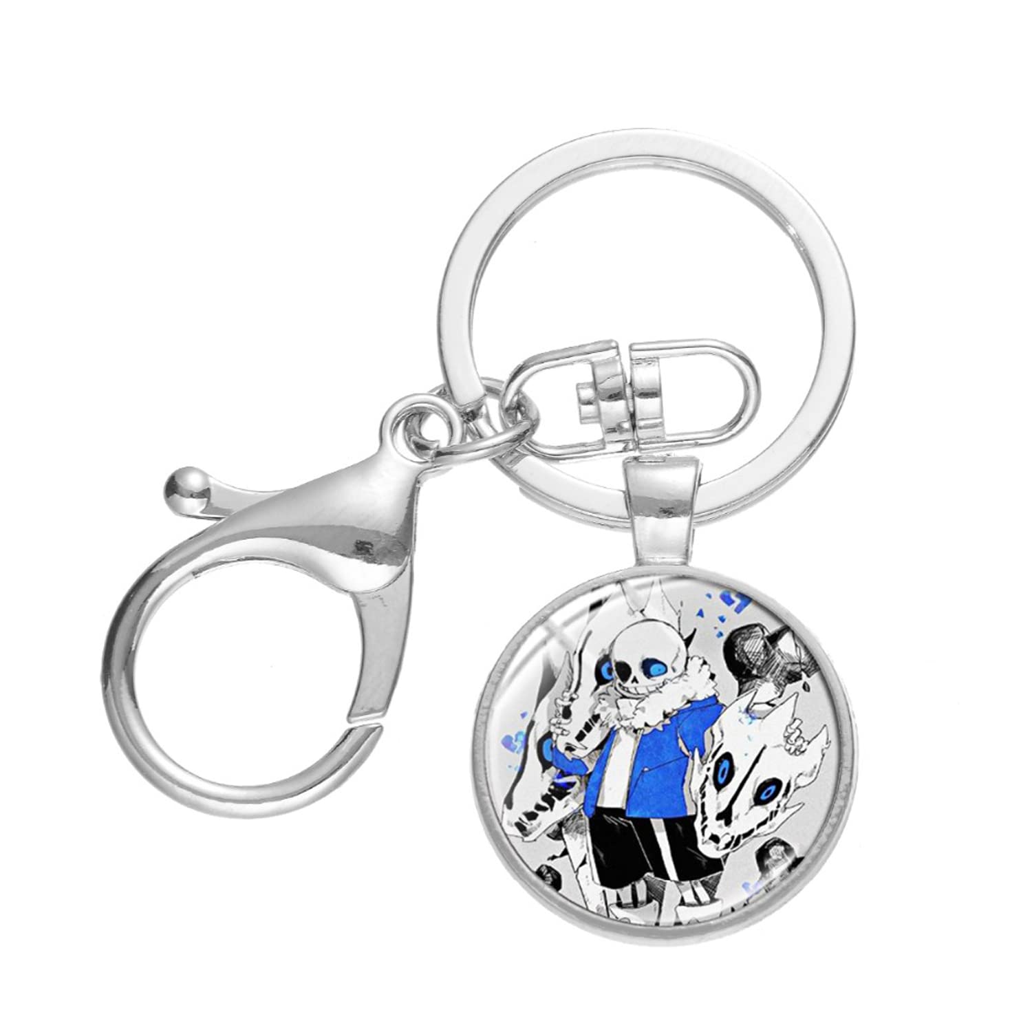 Popular Game Undertale Icons Keychain Sans Game Character Punk Art Glass Cabochon Pendant Key Holder Key Ring
