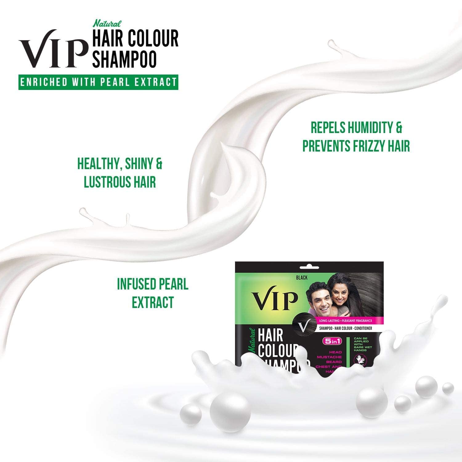 Buy VIP HAIR COLOUR SHAMPOO Men's Black Hair Color for Beard, Moustache