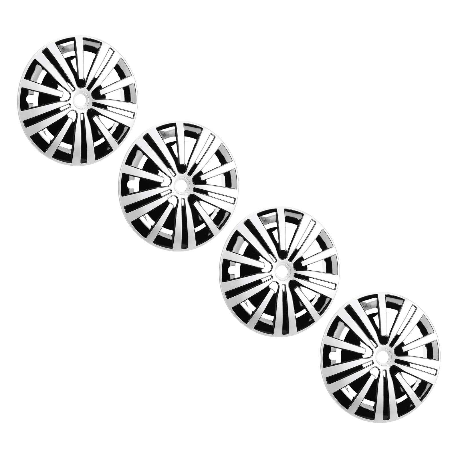 Aramox Copricerchio 15 Pollici, Coprimozzi in Materiale ABS Argento Nero per 208 500 V40, Facile Installazione a Clamp/Holder per un Aggiornamento Elegante dell'auto