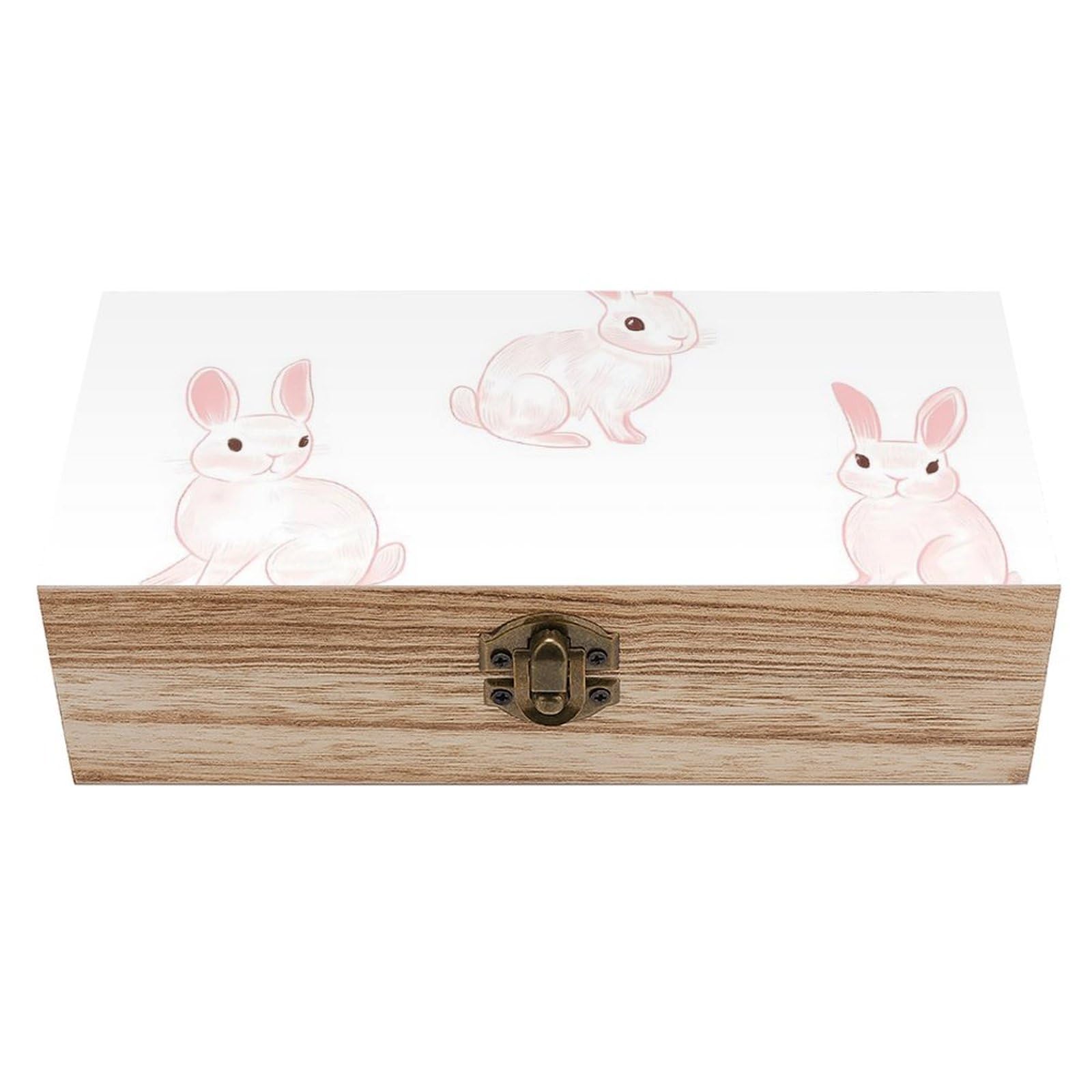 HLBSDM Big Eyes Bunnies Gaze Retro Wooden Storage Box Jewelry Art Gift Boxs Decorative Keepsake Boxes