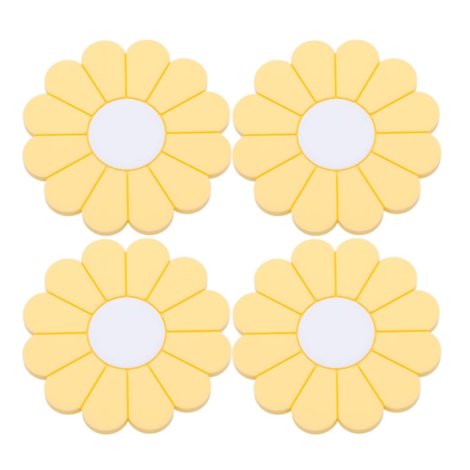 Adorable Flower Shape Vehicle Cup Inserts Nonslip Washable for Commute 4Pcs Waterproof Car Drink Coasters Inserts
