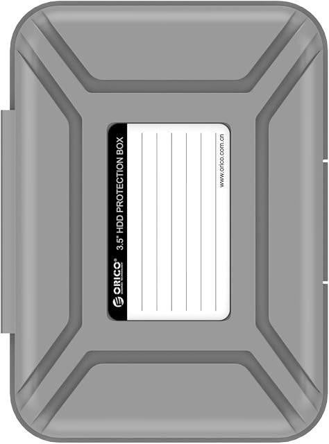 ORICO Hard Drive Protector Case 3.5 Inch HDD Protective Box / Storage Case for Western Digital WD Seagate Toshiba Samsung,Stackable and Sortable Memo(Grey)