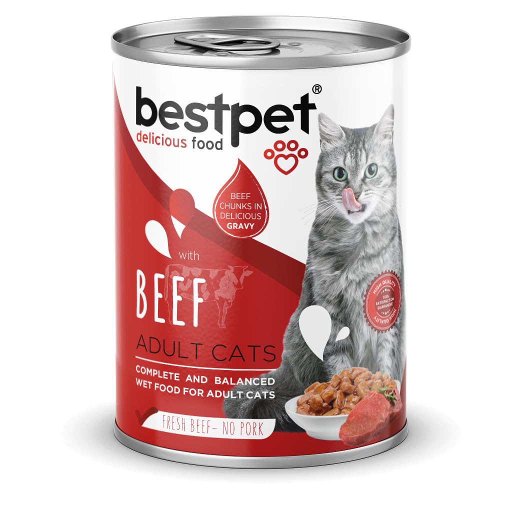 Bestpet Yetişkin Kediler İçin, Taze Sığır Parça Etli Ve Soslu Yaş Mama, 400 g