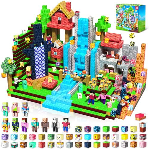Annexfun 464PCS Magnetic Blocks with 10 Action Figures 2026 STEM Magnetic Building Blocks for Kids 6+ Christmas Creative Educational Play Set for Boys & Girls
