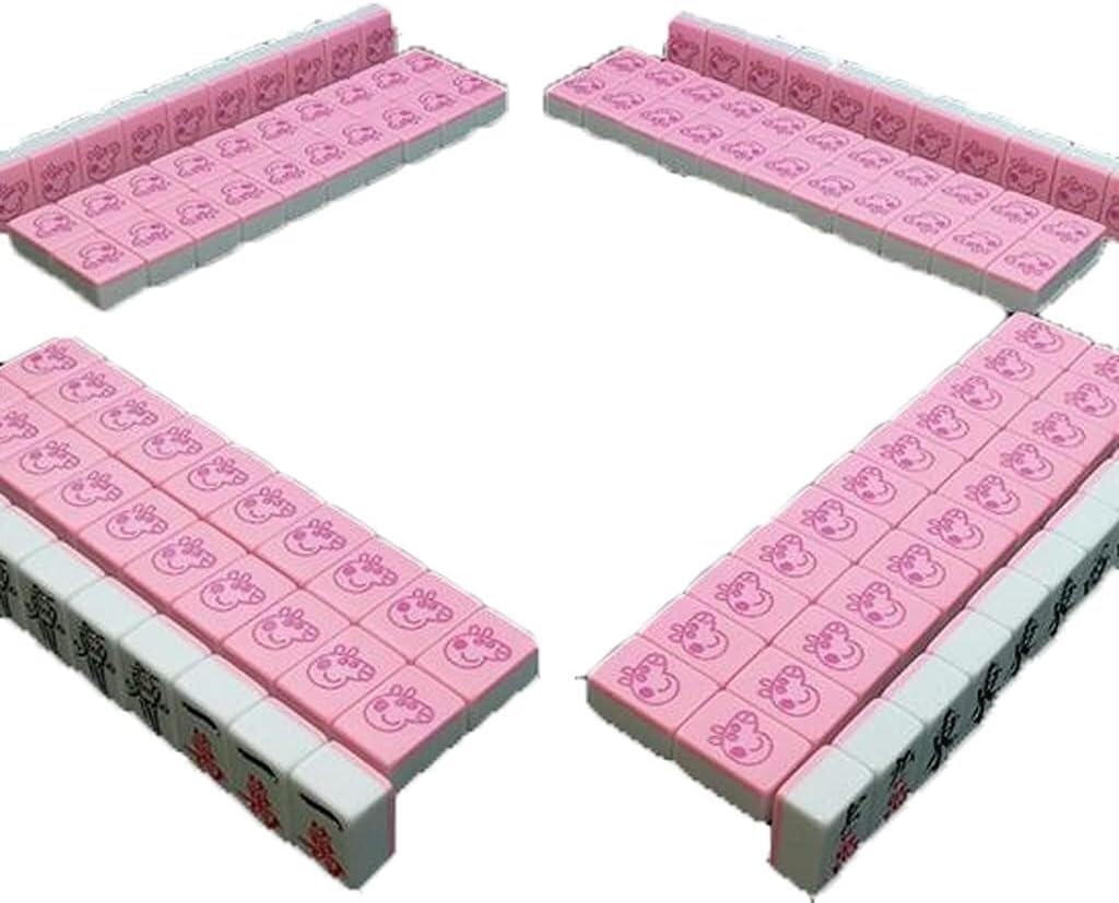Coffret de Jeu de Mahjong Version Chinoise Traditionnelle Comprenant 144 dés en tuiles de mélamine Mah-Jongg Voyage Famille Loisirs(42#)
