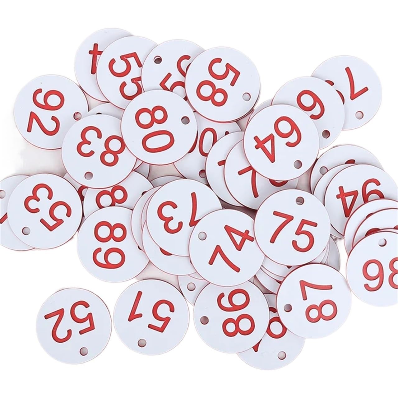 GPDNBIEU Numbered labels, 100 pcs Multicolor Plastic Number Tags 1-100(White)