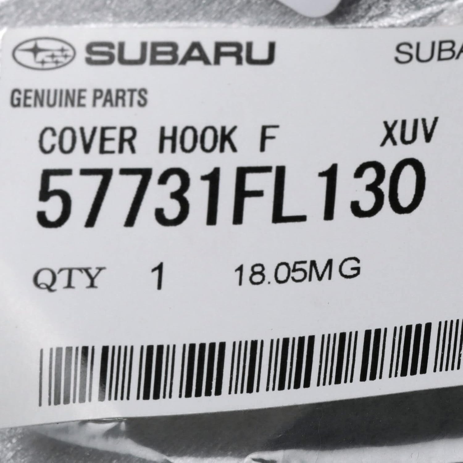 Subaru 2018-2020 Crosstrek Front Bumper Tow Hook Eye Cap 57731FL130 Genuine OEM