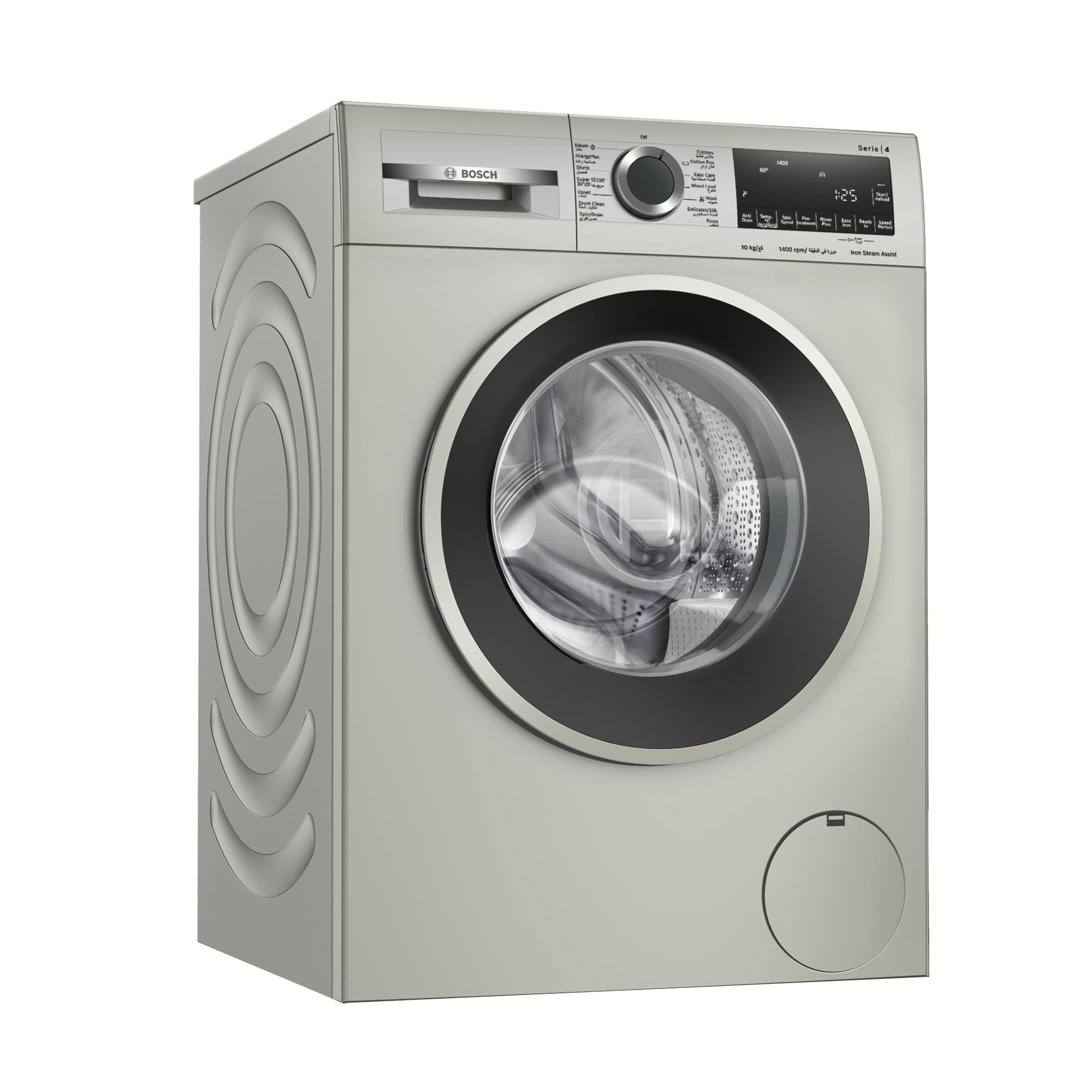 Bosch Series 4 Front Load Washing Machine 10 Kg, EcoSilence Drive - Efficient and Extra Silent German Engineering, Silver Inox, WGA2540XGC