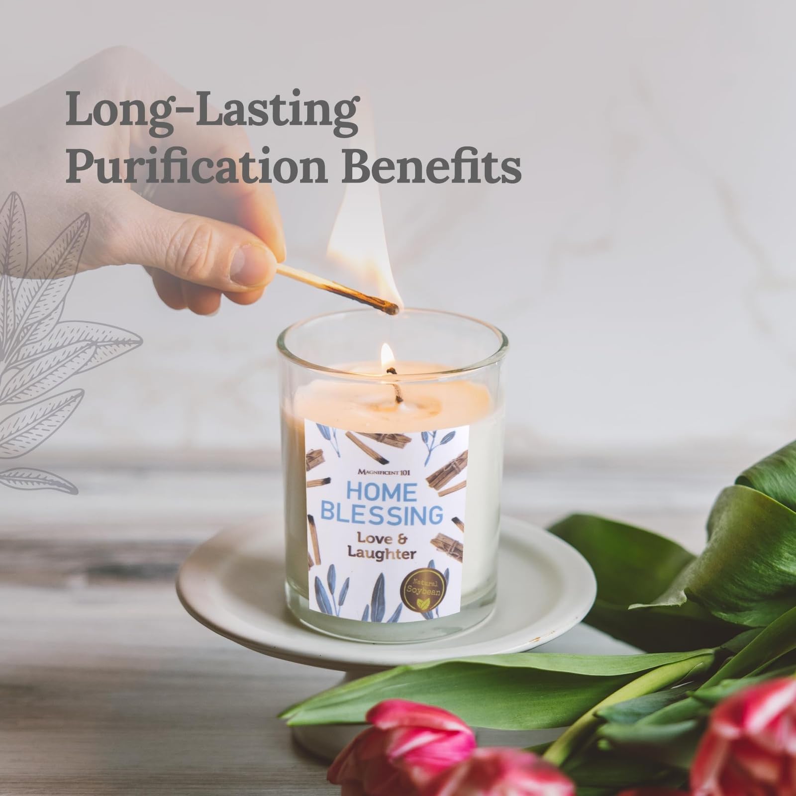 Magnificent 101 Set of 3 Long-Lasting Home Blessing Smudge Candles| 3.5 Oz Each - 42 Hour Burn | Made of Soy Wax for House Energy Cleansing & Manifestation