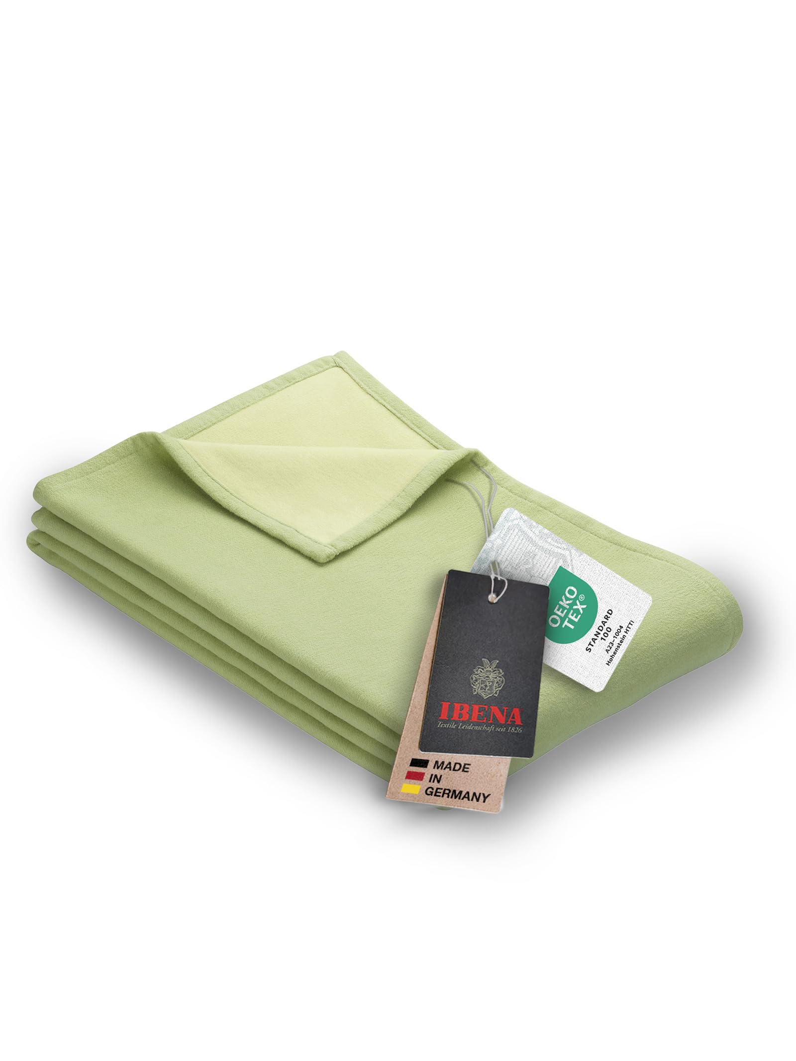 Ibena organic cotton blanket Cotton Pur green/light green size 140x200 cm